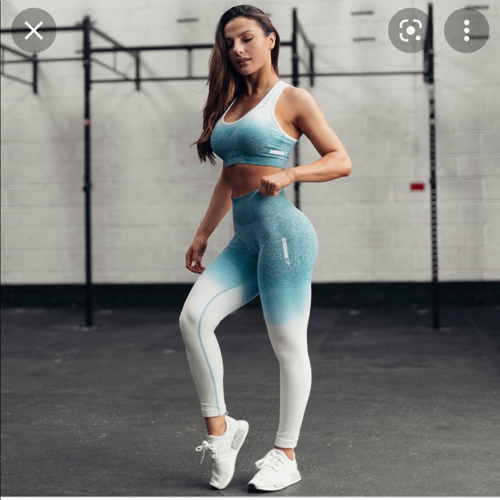 Gymshark seamless ombré leggings deep teal/ice blue S